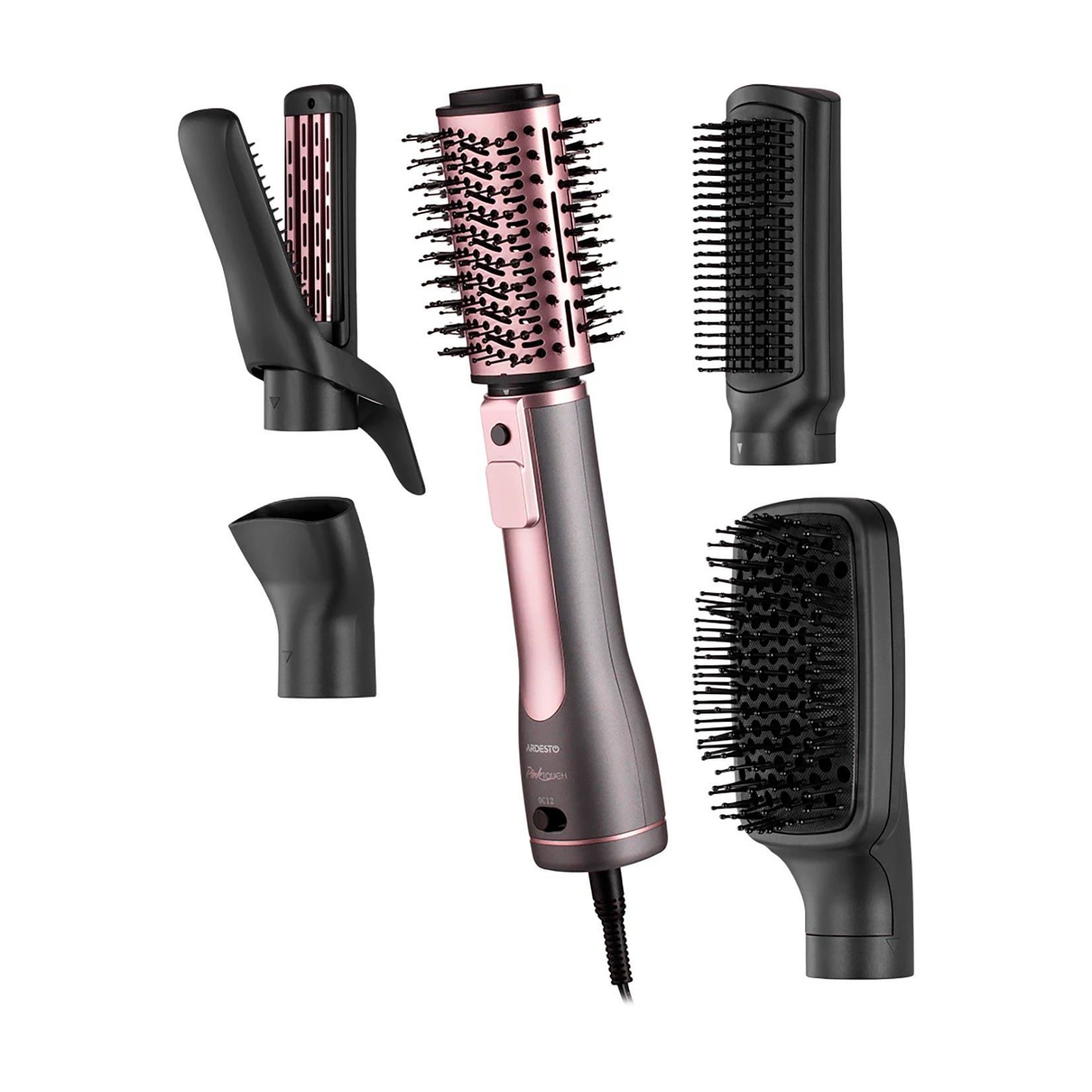 Фен-щітка для волосся Ardesto Brush Pink Touch 5 насадок, сіро-рожевий (HD-CR300PT)